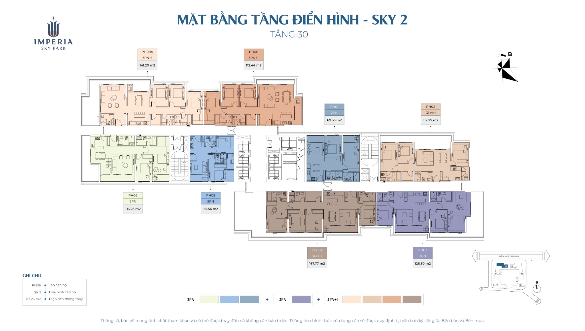 Mặt bằng tầng 30 tòa Sky 2 MIK Nam An Khánh - Imperia Sky Park