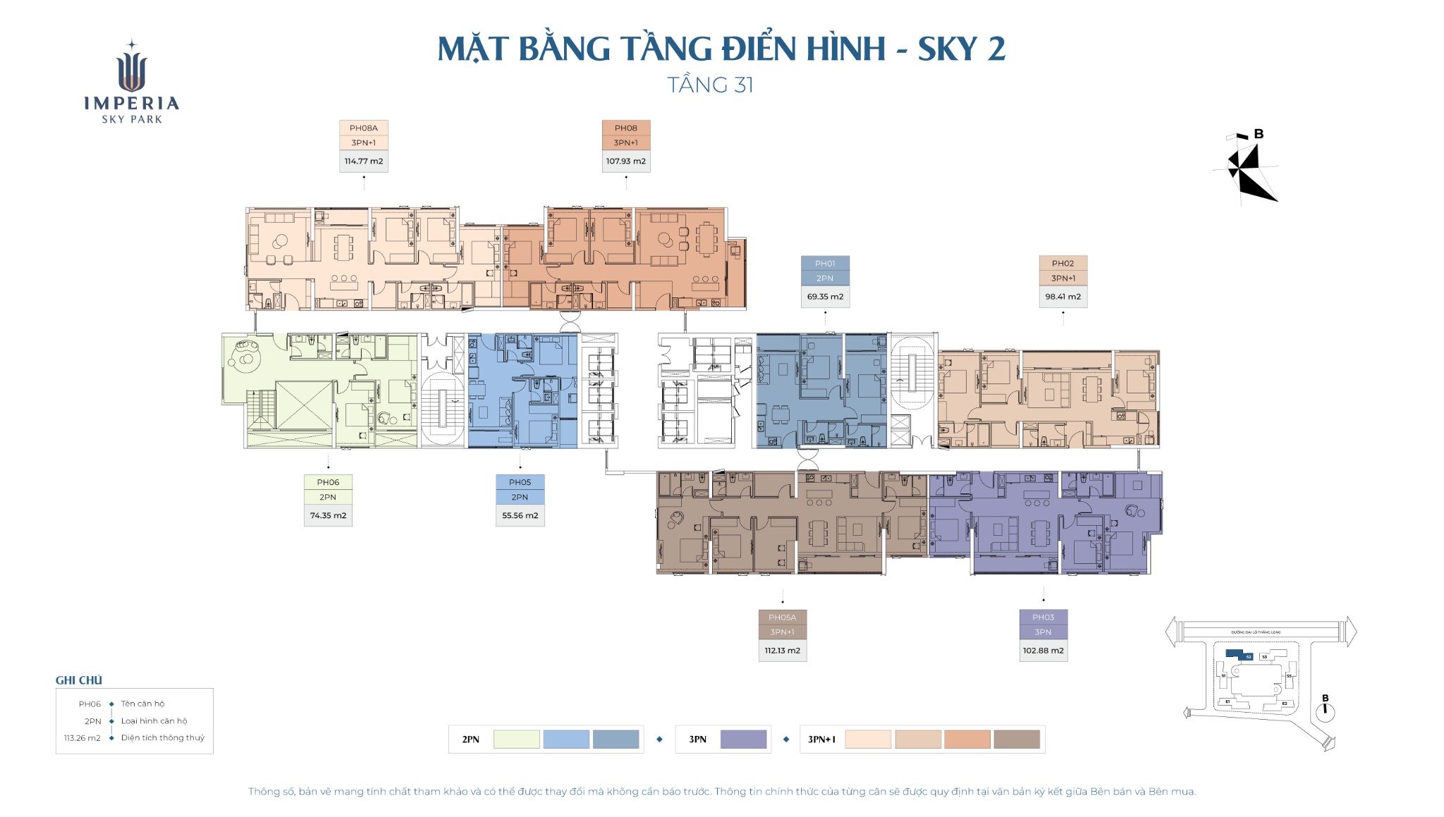 Mặt bằng tầng 31 tòa Sky 2 MIK Nam An Khánh - Imperia Sky Park
