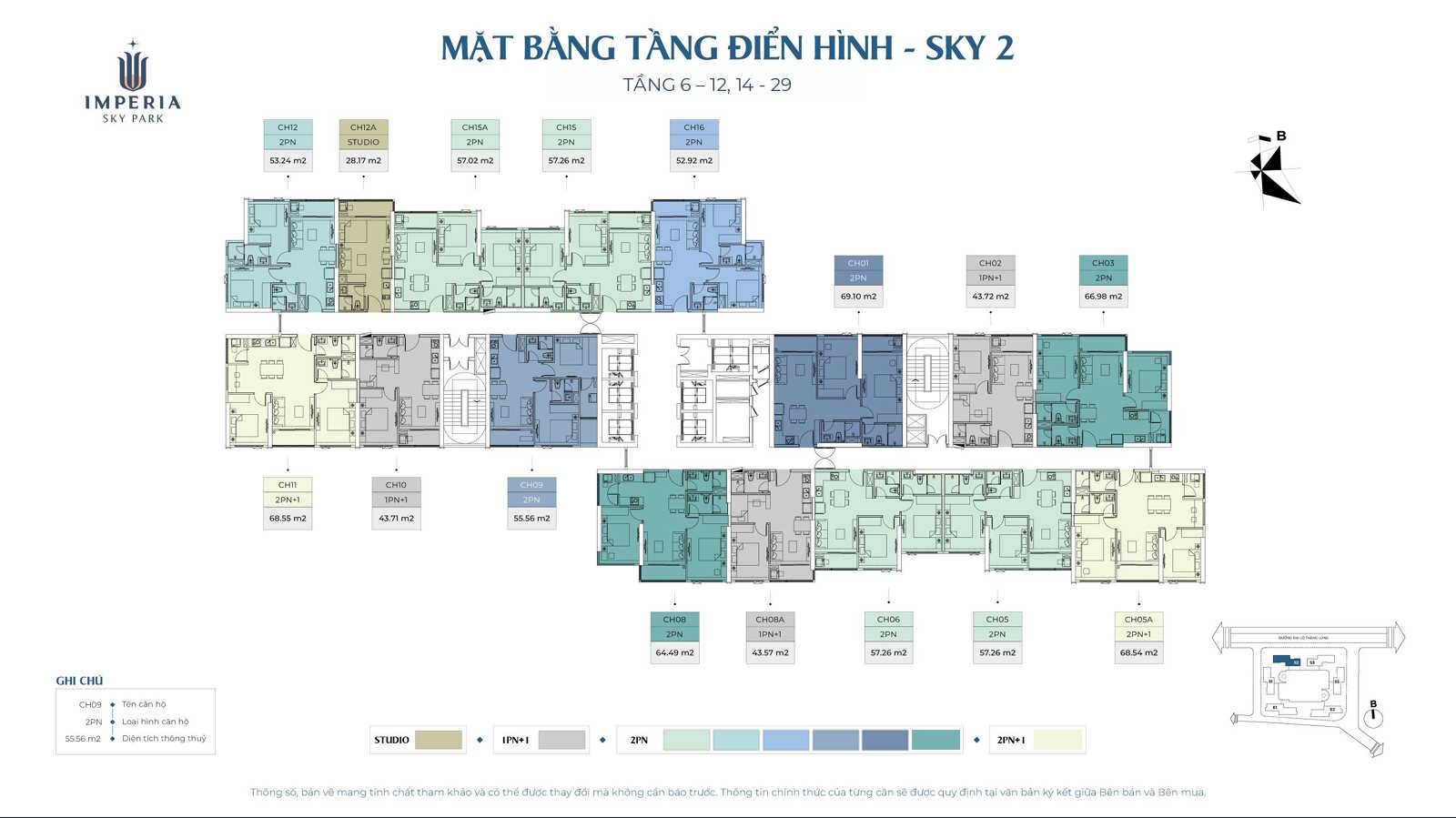 Mặt bằng tầng điển hình tòa Sky 2 MIK Nam An Khánh - Imperia Sky Park